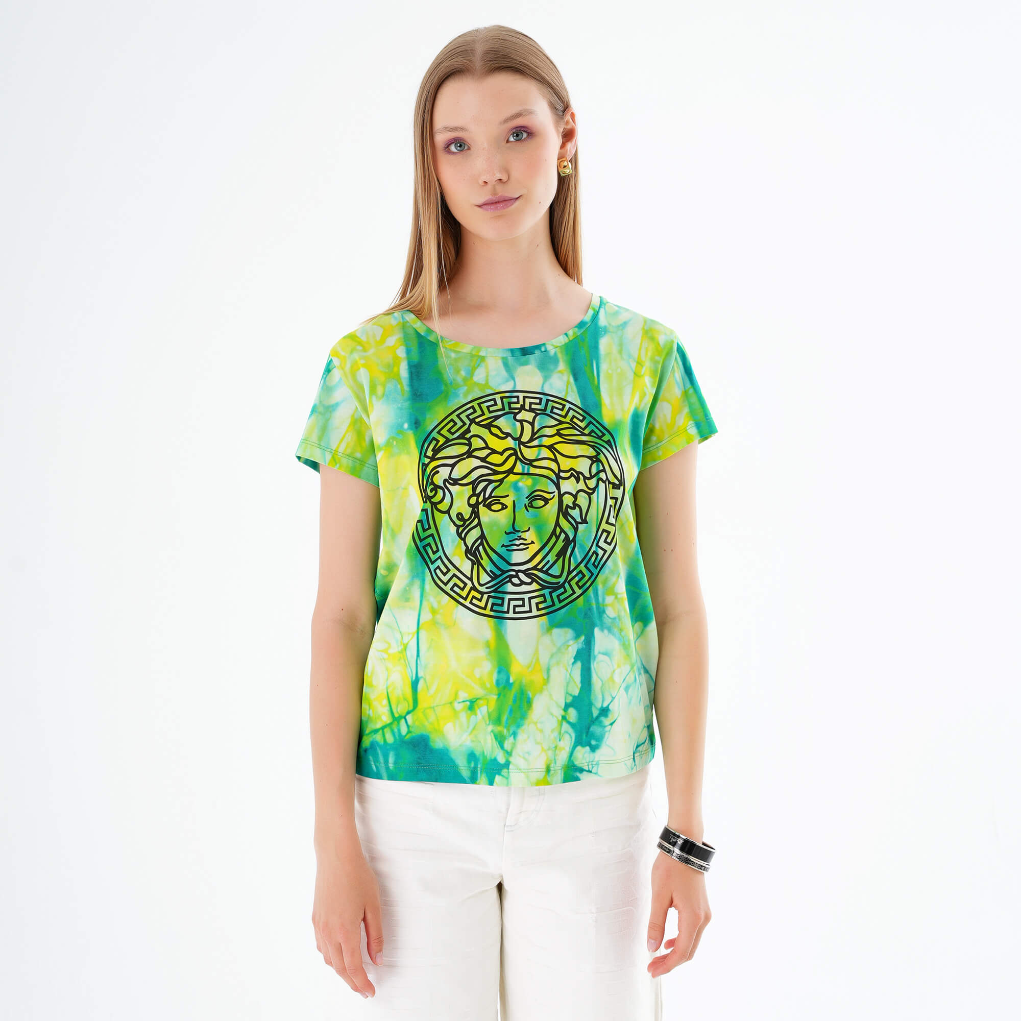 Versace - Green Medusa Head Printed Cotton Tshirt IT40